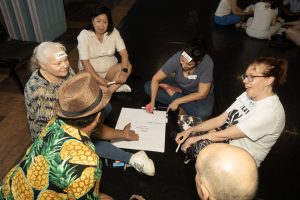 Corporate Team Building for Utopia Rising showing participants engaged in the Improv Workshop by Pamela Pilawa in Sydney