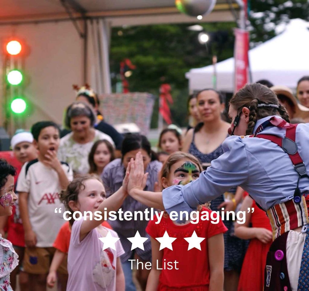 The List review photo of Sydney based actress Pamela Pilawa performing a family friendly multilingual show in Sydney