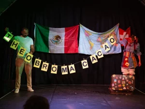 Photo of Sydney based actress Pamela Pilawa performing a family friendly theatre multilingual show in Sydney Fringe Festival